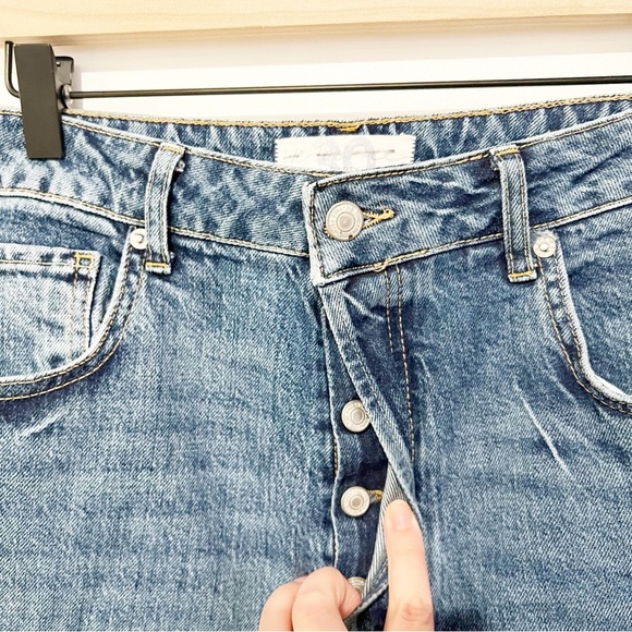 Free People Stella Kick Flare Cropped Raw Hem High Rise Button Fly Jeans Size 30 - Picture 8 of 11